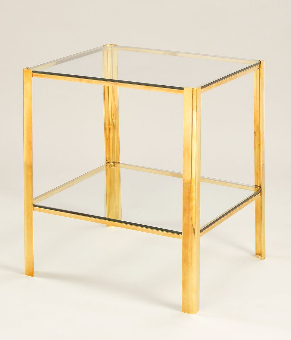Rockford Sidobord – Glass & Brass