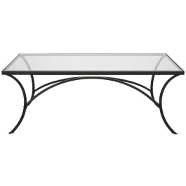 Alayna Black Metal &amp; Glass Coffee Table