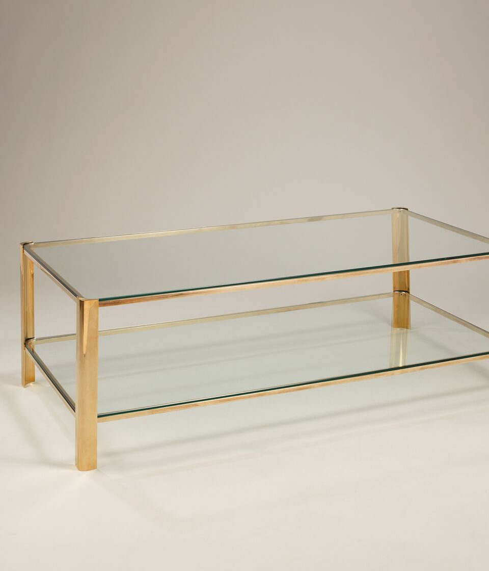 Rockford Soffbord – Glass & Brass