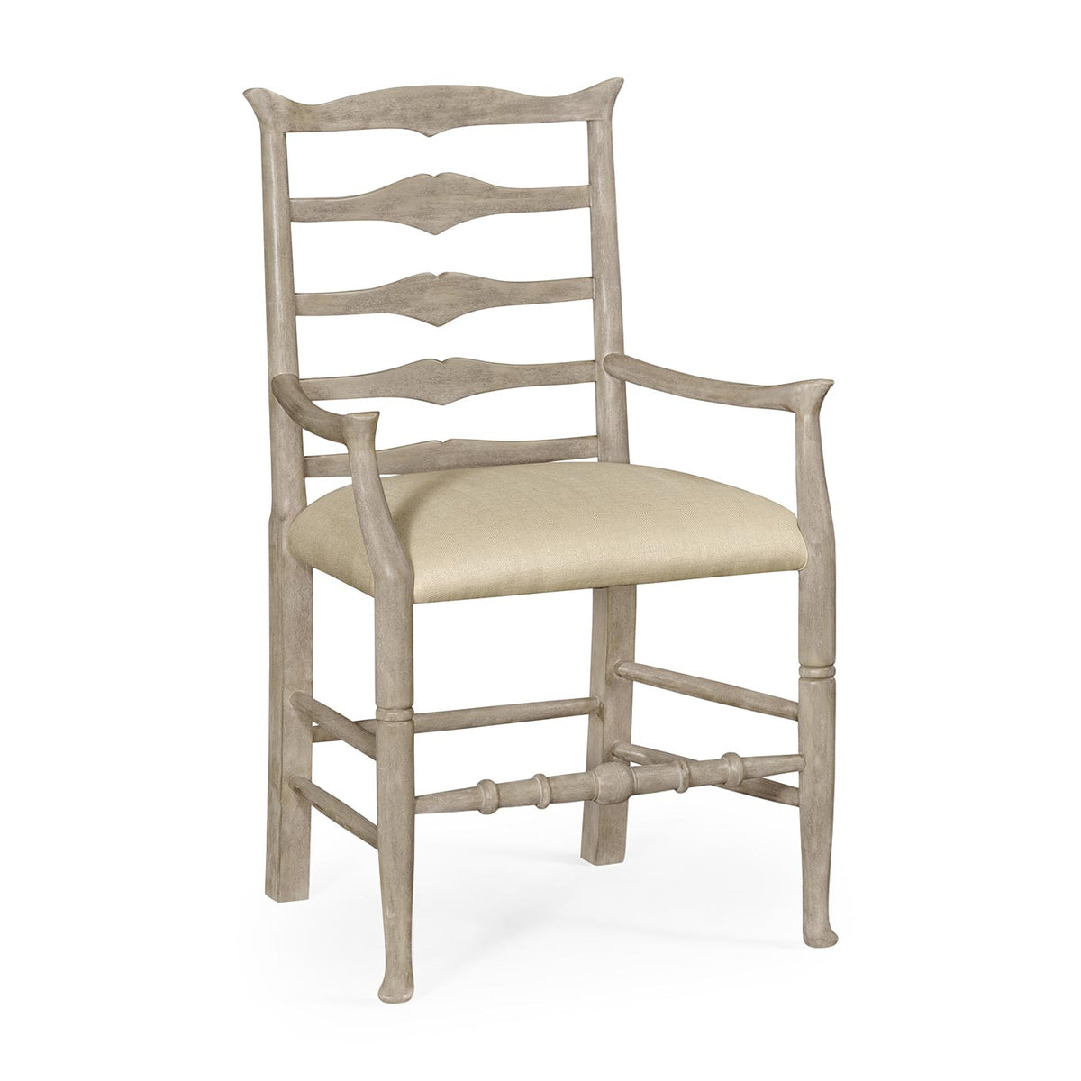 Dining Chair with Arms Rustic Ladder Back in Mazo - Rustic Grey - Jonathan Charles