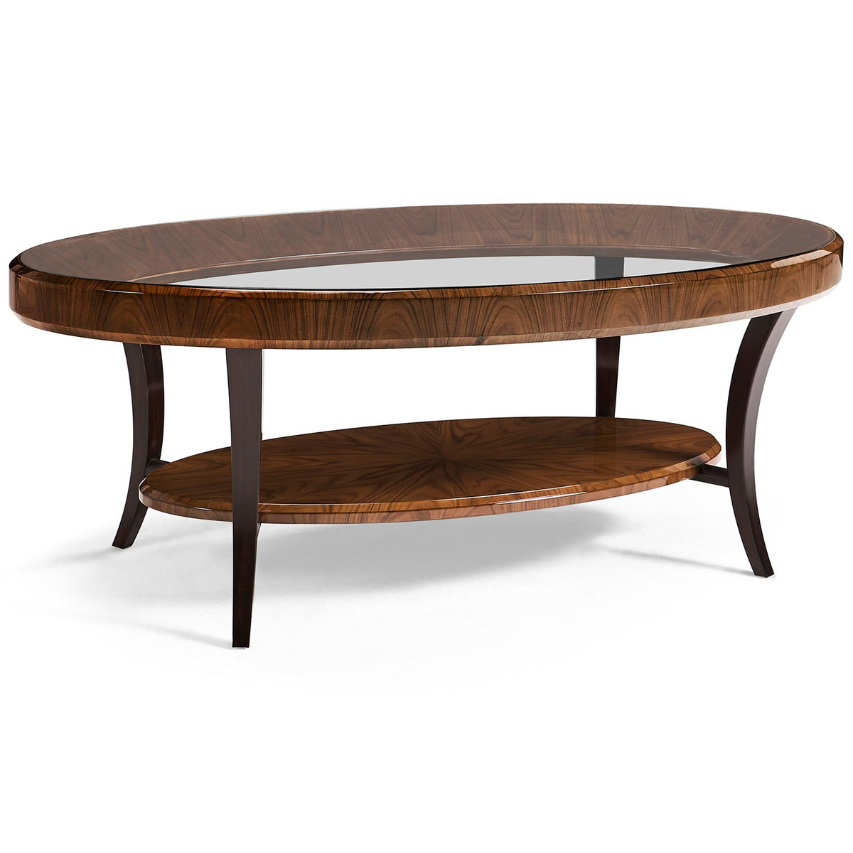 Oval Coffee Table Glass Topped High Lustre - Jonathan Charles