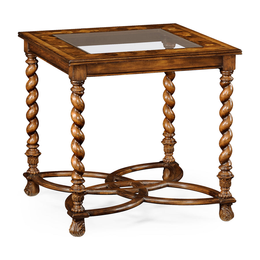 Fyrkantigt sidobord Oyster med glasskiva – stort — Jonathan Charles