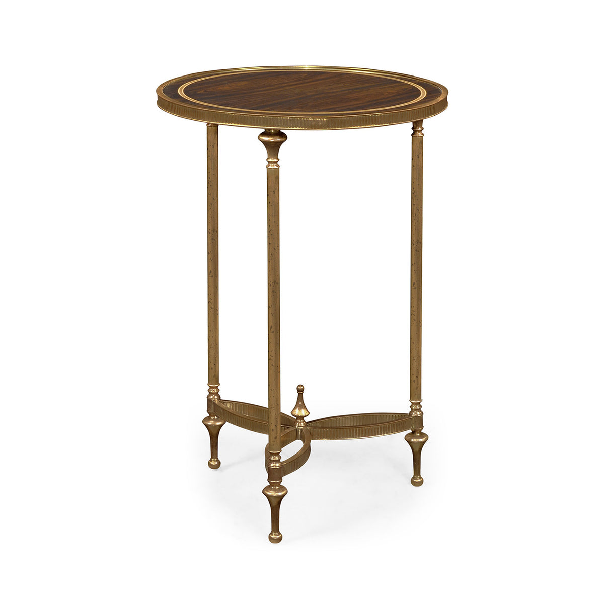 Small Round Dark Santos & Brass End Table - Jonathan Charles