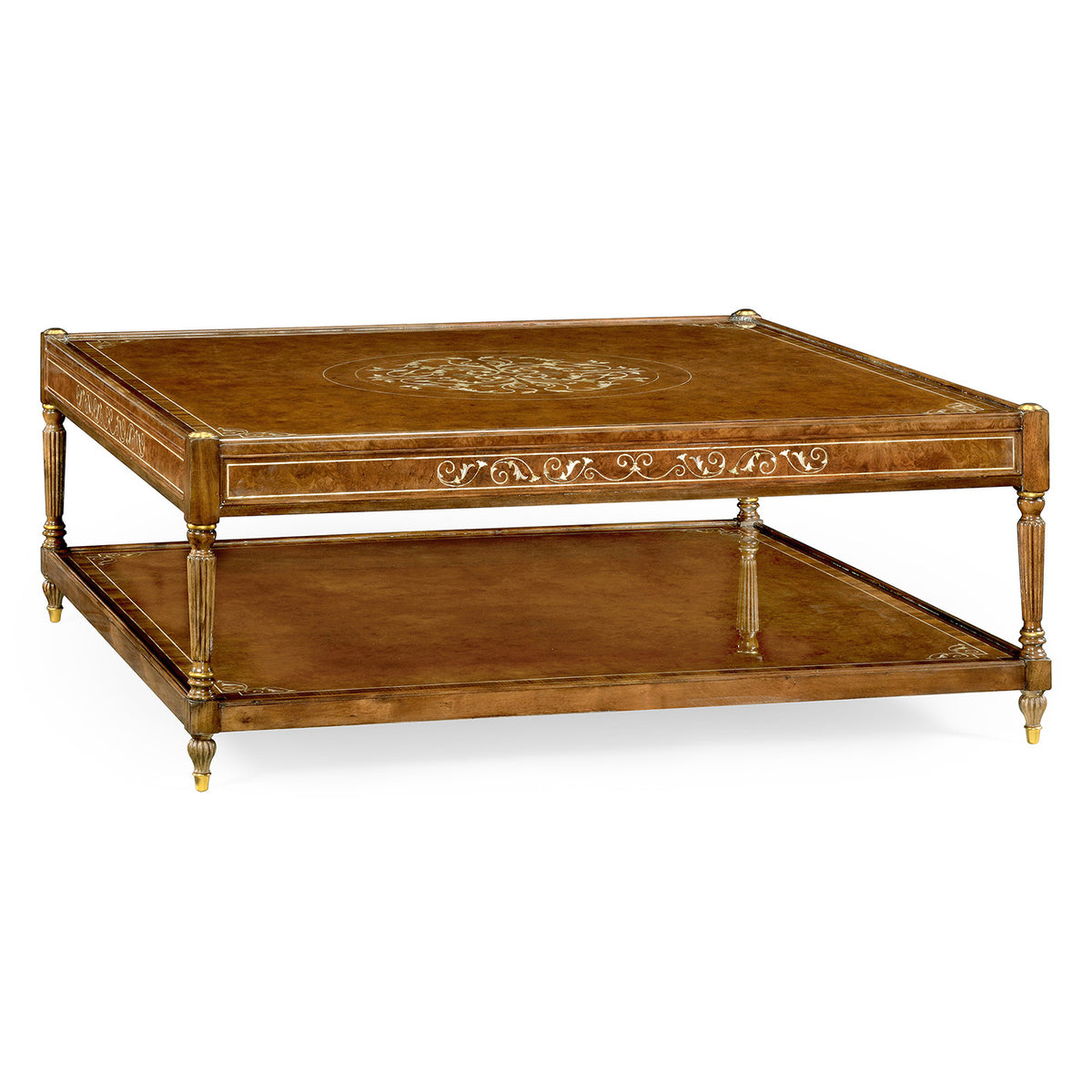 Vierkante salontafel met inlegwerk van wortelhout en parelmoer
