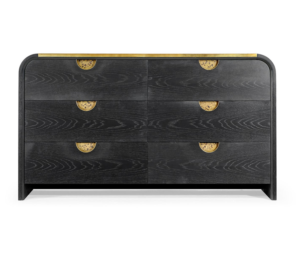 Ebonised ek curved chest with 6 drawers – Ebonised Oak