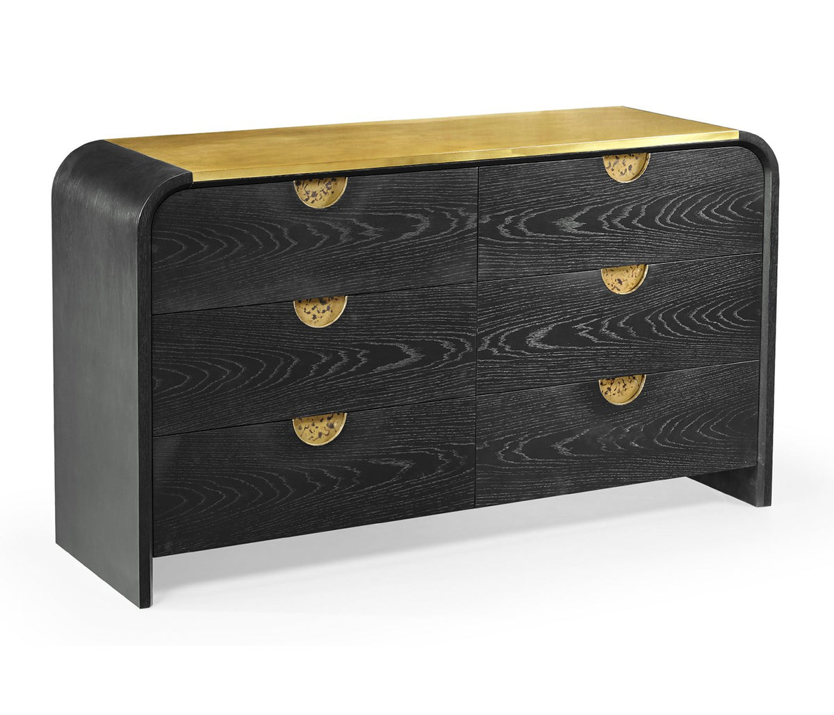 Ebonised ek curved chest with 6 drawers – Ebonised Oak