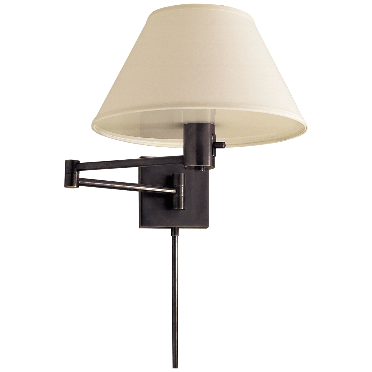 Classic Swing Arm Wall Light – Bronze With Linen Shade