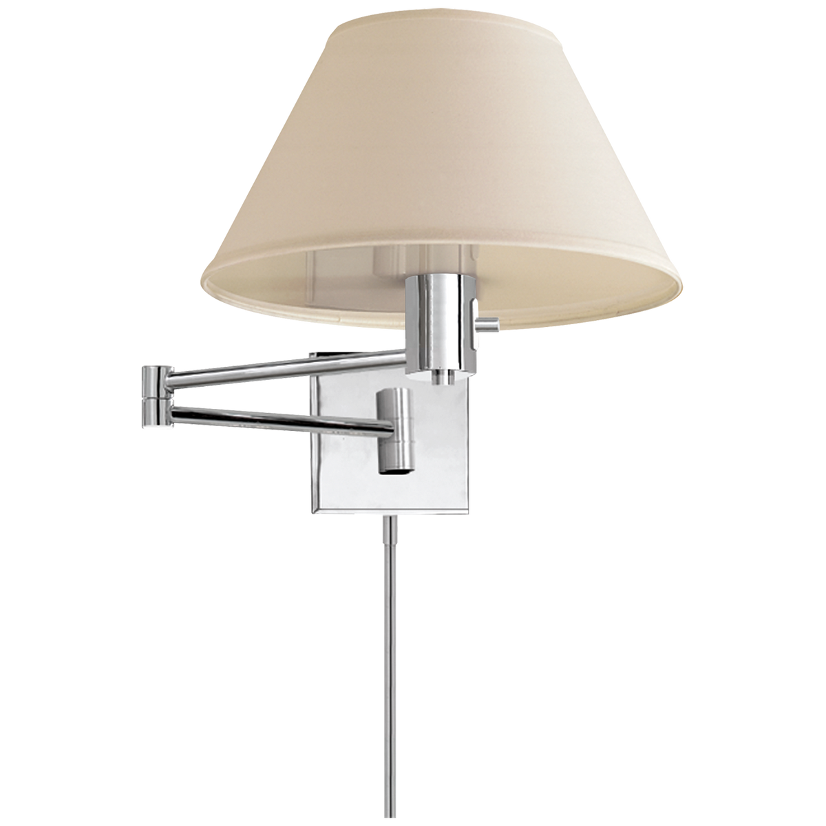 Classic Swing Arm Wall Light – Polished Nickel With Linen Shade