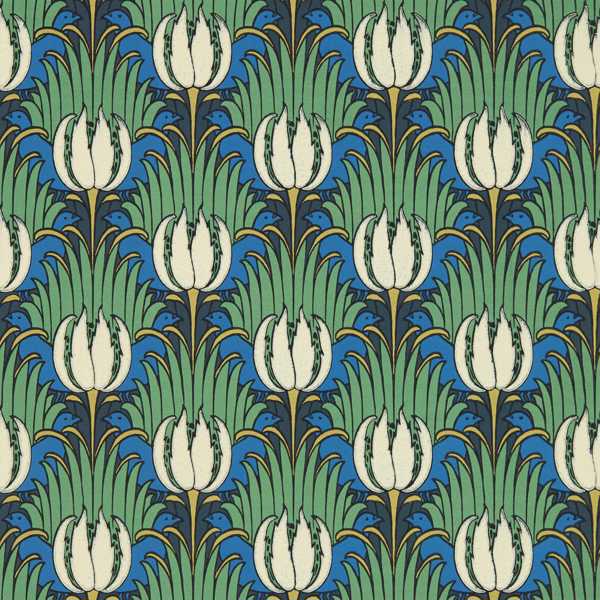 Morris and Co Tapete Tulip and Bird Goblin Green & Raven