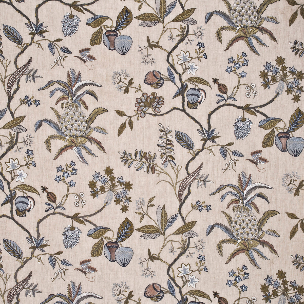Exotic Pineapple Linen Tyg