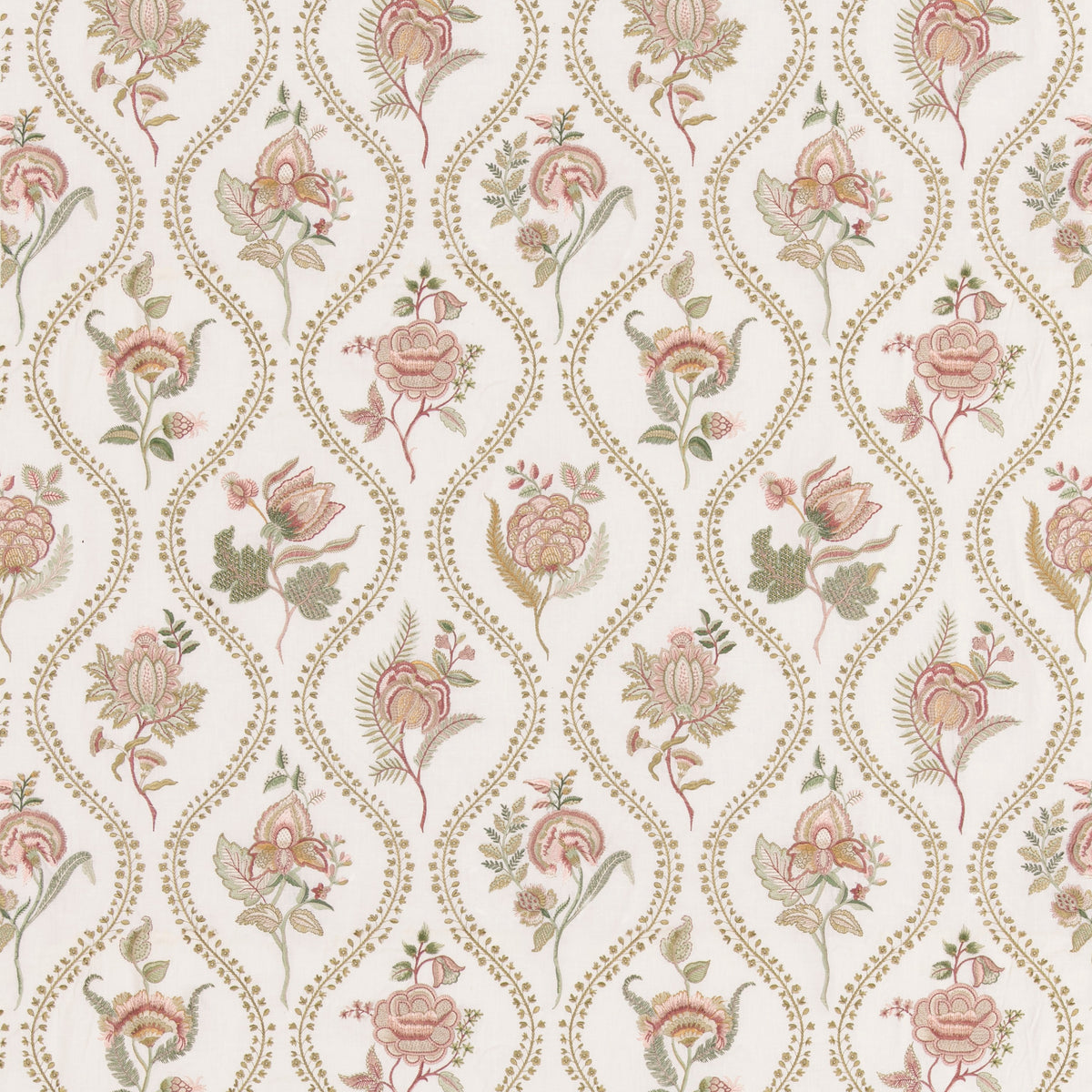 Burford Embroidery Rose/Cream tyg