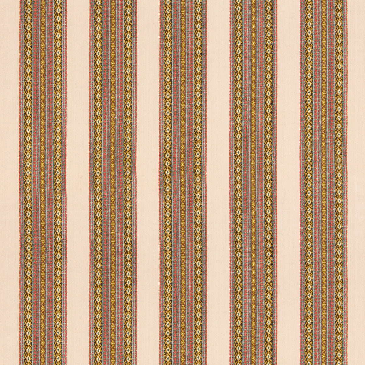 Worlds Apart Aqua/Ochre fabric