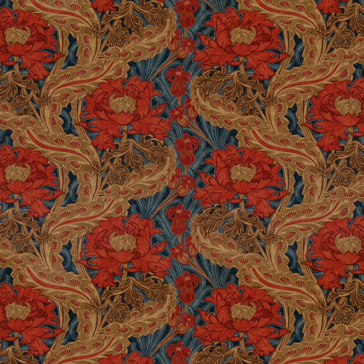 Brantwood Velvet Red/Blue stof