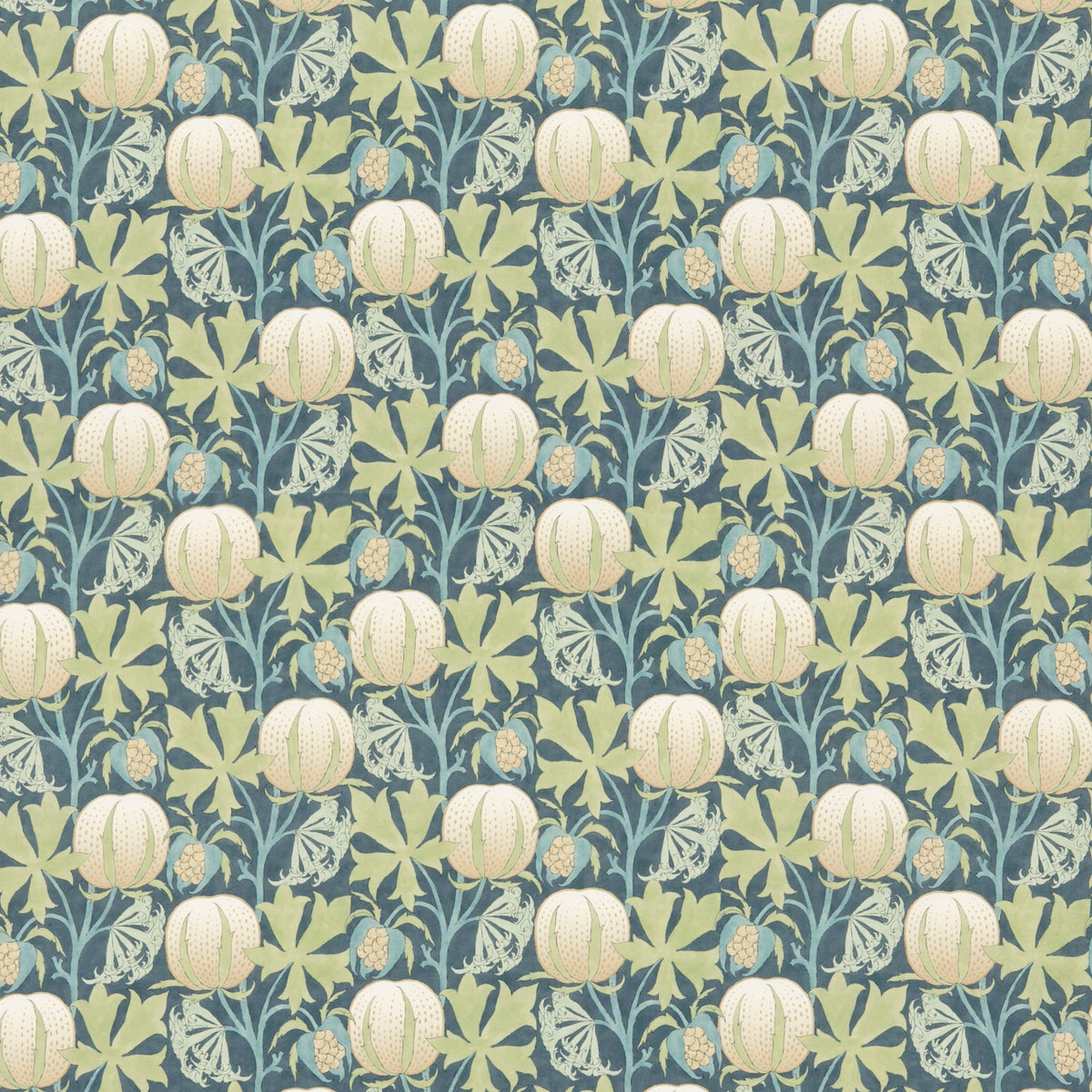 Pumpkins Cotton Green/Blue stof