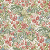 Trumpet Flowers Cotton Fabric - Red/Green