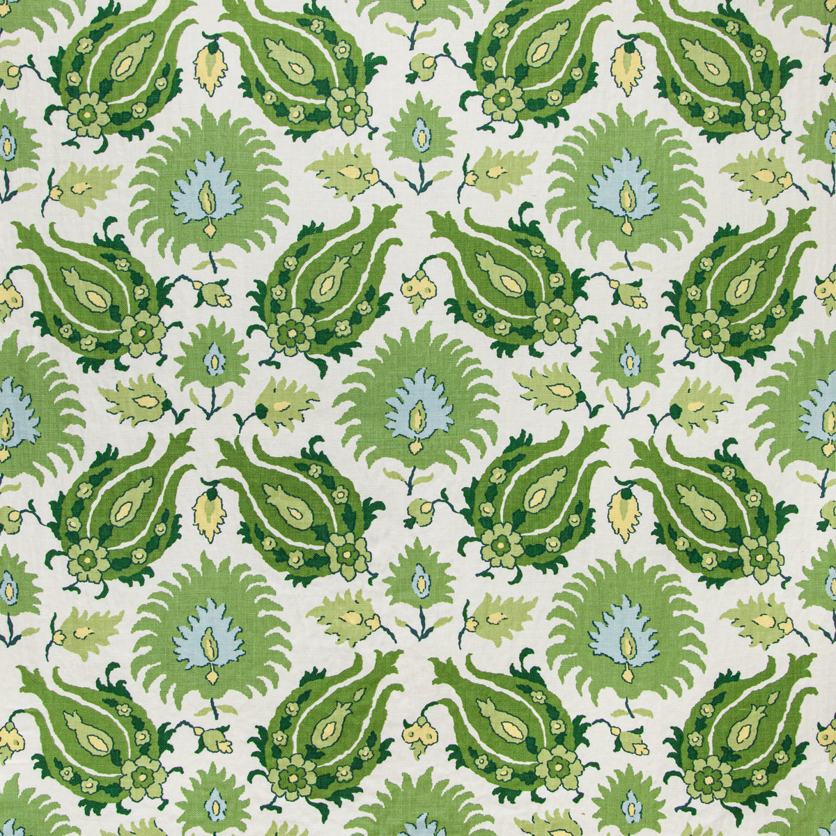 Kashmiri Linen Print Leaf/Aloe tyg