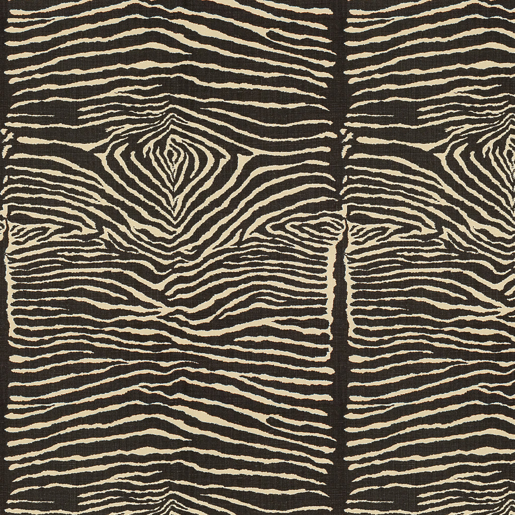 Le Zebre Linen Print Black Stoff