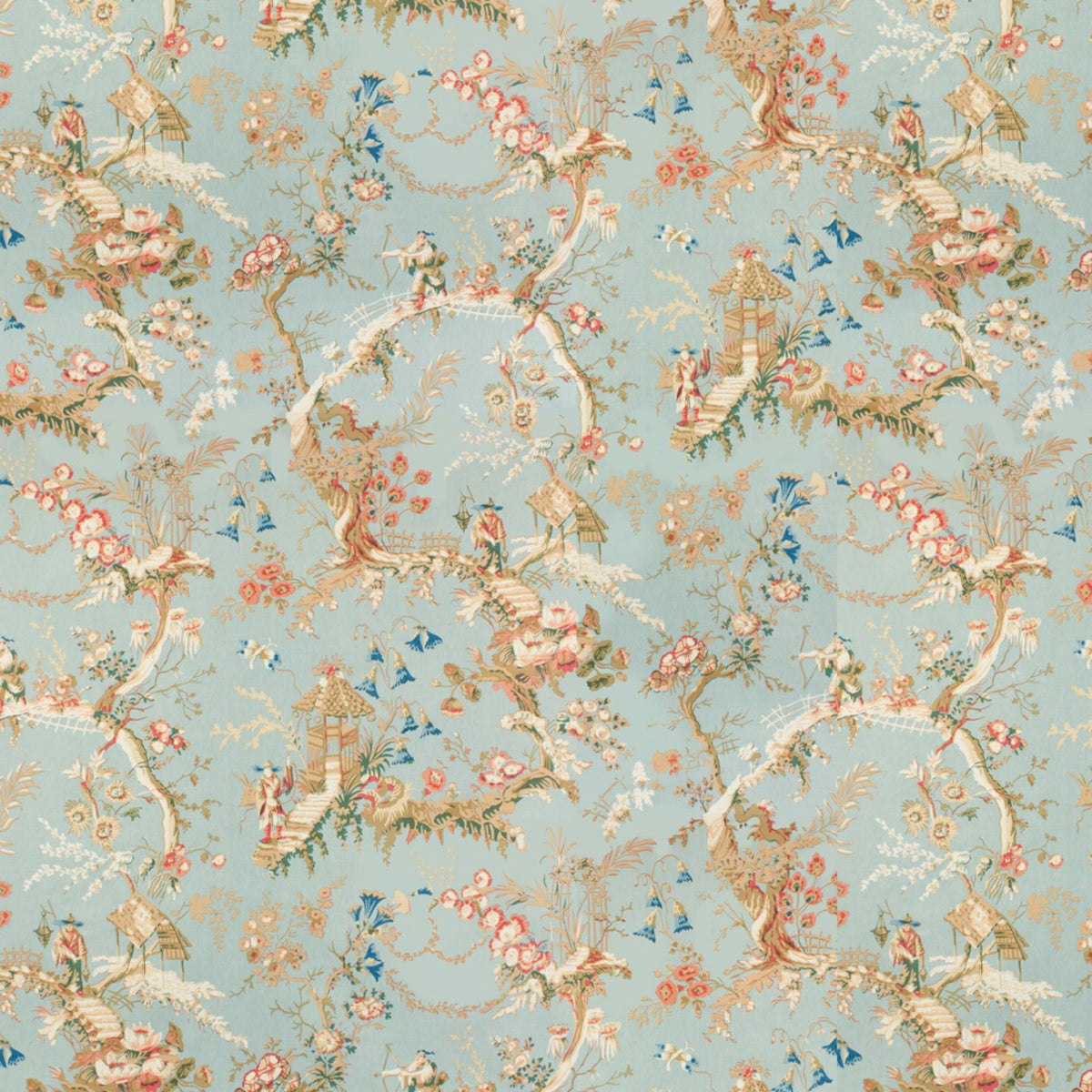 Chinese Landscape Cotton Print -kangas