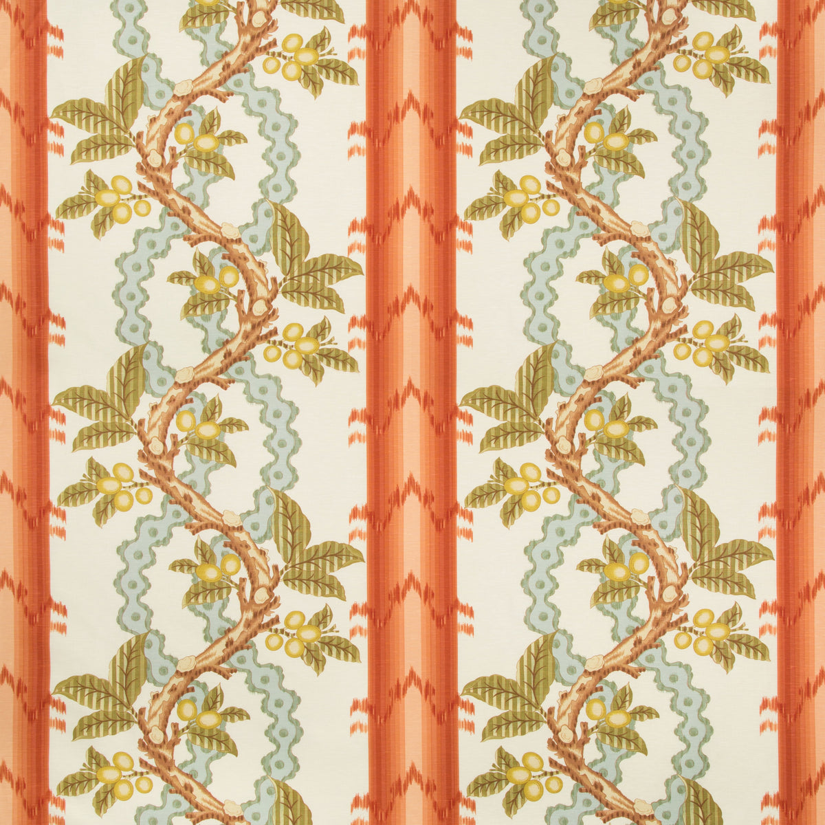 Josselin Cotton and Linen Print Spice/Celadon -kangas