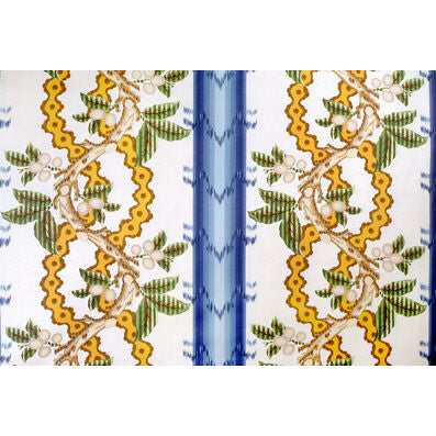 Josselin Cotton and Linen Print Lagoon And Ochre -kangas