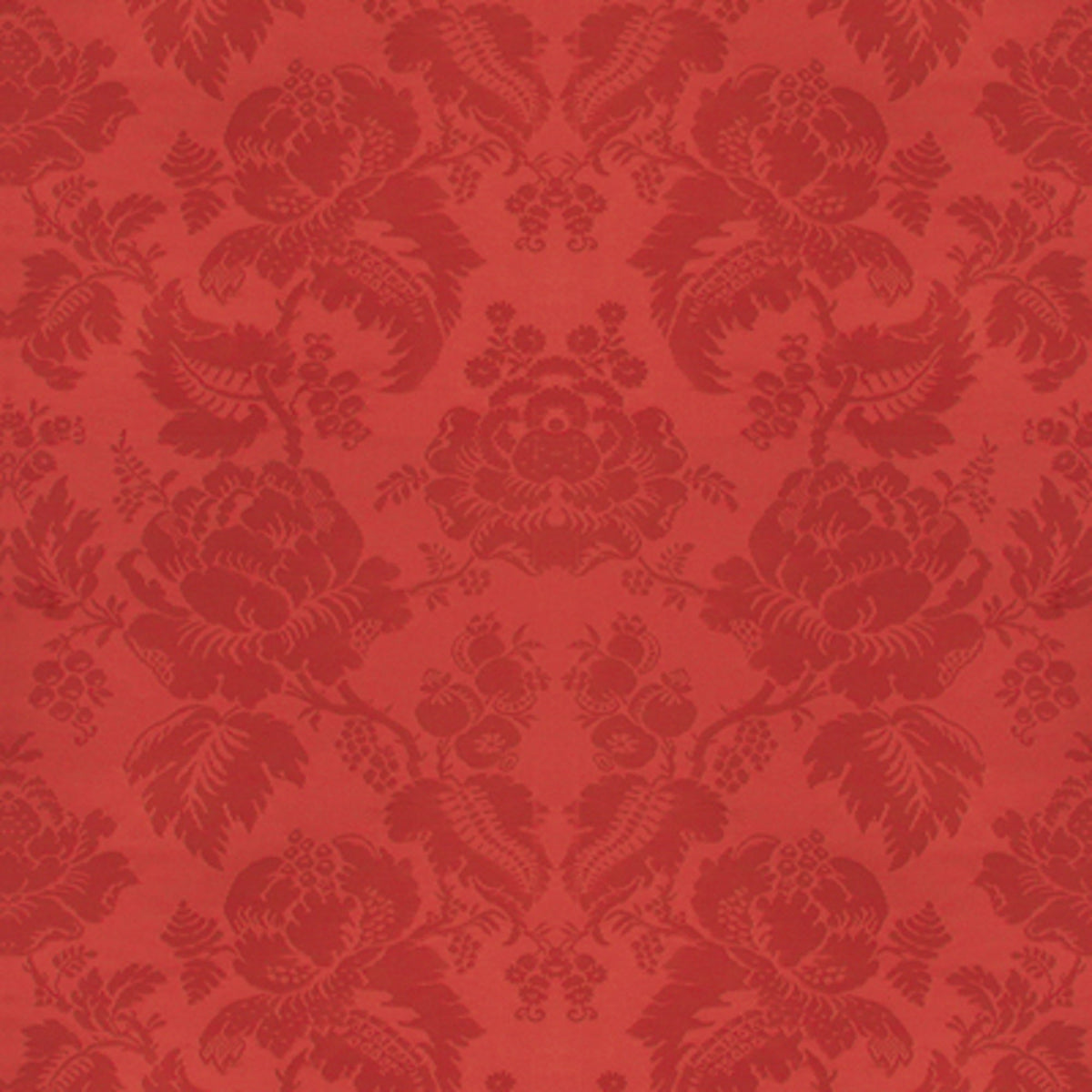 Moulins Damask Tygprov - Rouge/Ivoire Q Or/Ivoire T Mastic U Bleu V Vert