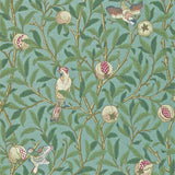 Morris and Co Bird & Pomegranate Turquoise Coral -tapetti