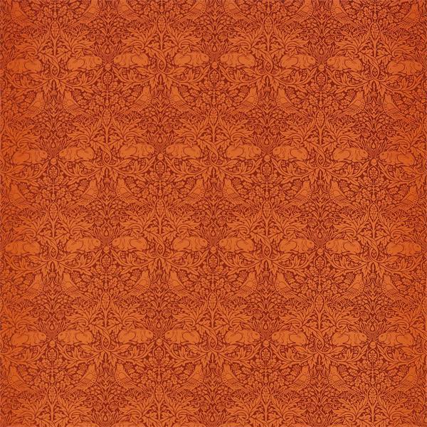 Morris and Co Fabric Brer Rabbit — Queen Square Fabrics Burnt Orange