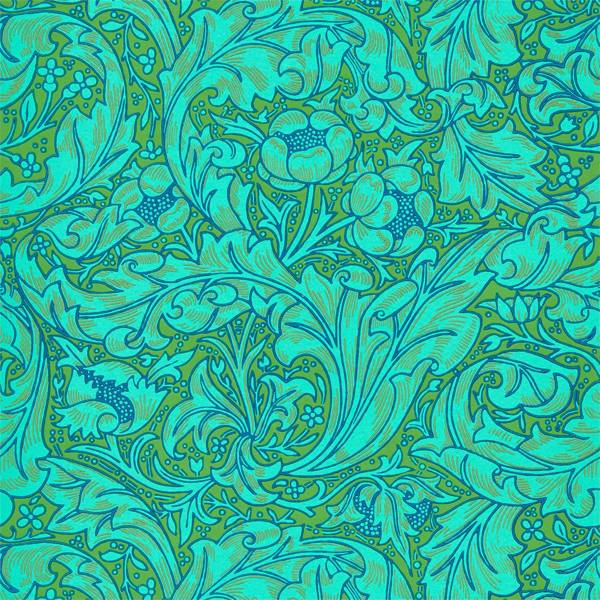 Morris and Co Bachelors Button Olive Turquoise -tapetti
