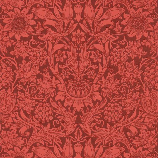 Morris and Co Tapet Sunflower Chocolate Red
