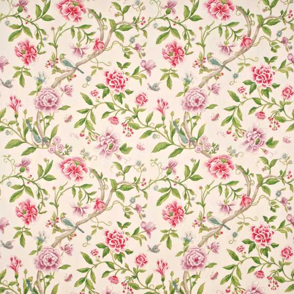 Porcelain Garden Magenta/Leaf Green — Sanderson -kangasnäyte
