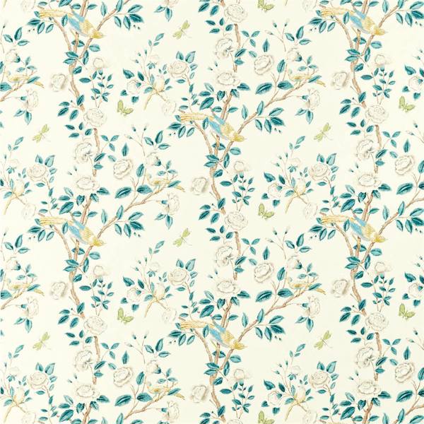 Sanderson Stof Andhara Teal/Cream