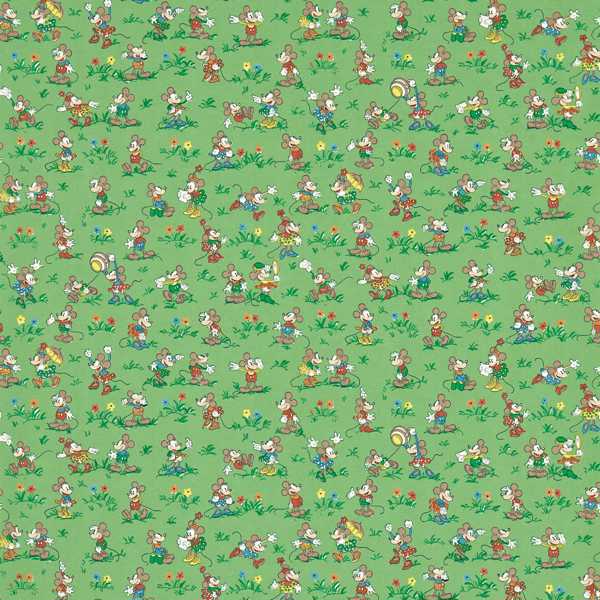 Sanderson Wallpaper Mickey & Minnie Gumball Green