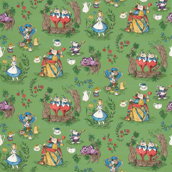 Sanderson Tapete Alice in Wonderland Gumball Green
