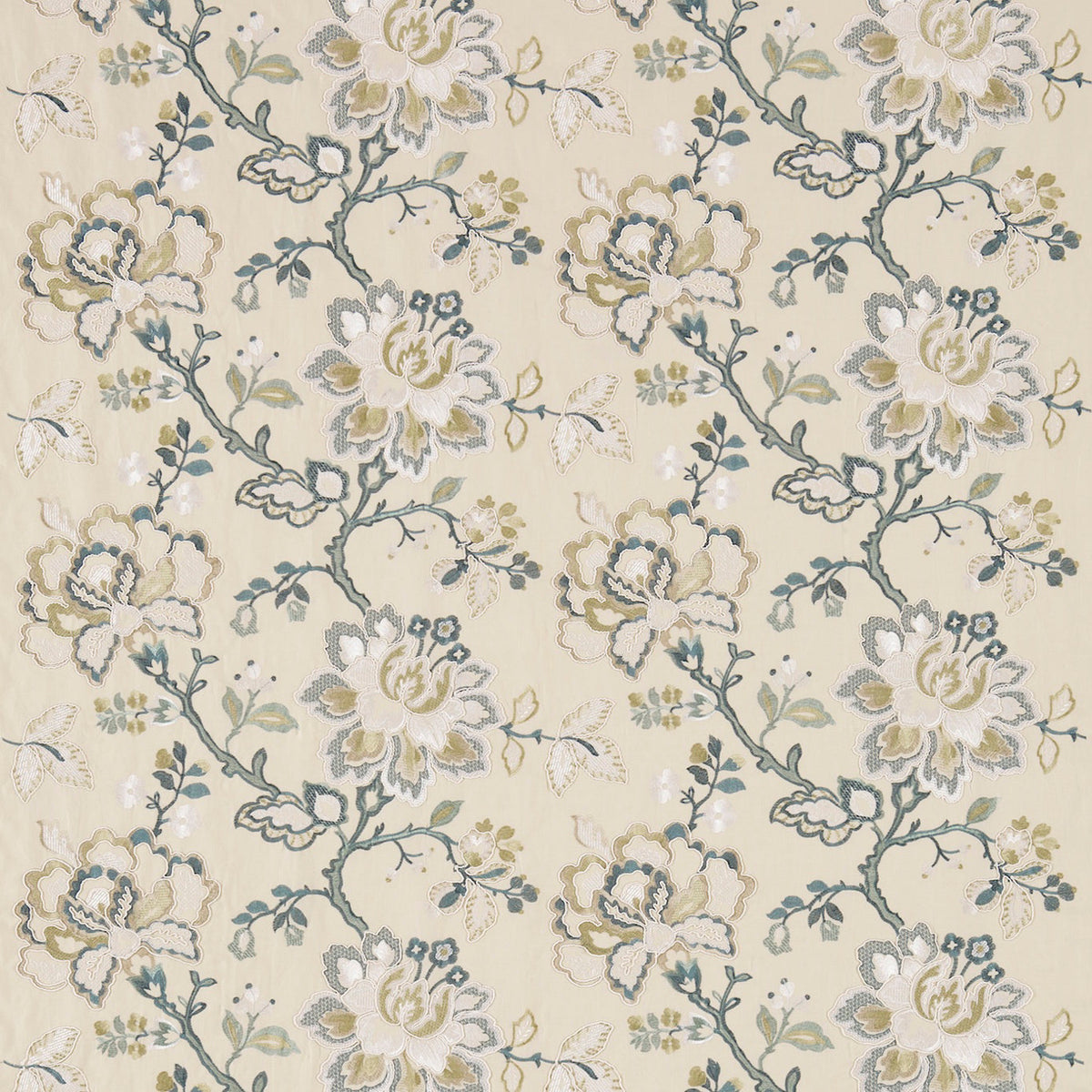 Angelique Teal/Manilla — Sanderson fabric sample