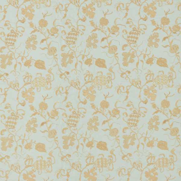 Mydsomer Pickings Smog Blue/Lame Gold — Sanderson fabric sample