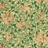 Morris and Co Wallpaper Honeysuckle Green Coral Pink
