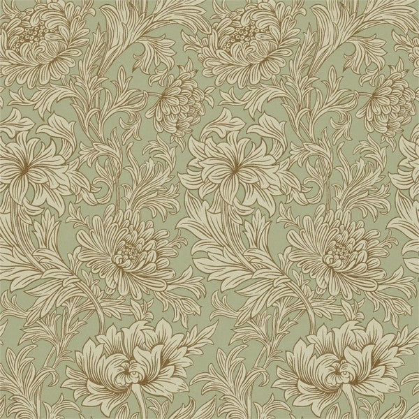 Morris and Co Behang Chrysanthemum Toile Eggshell Gold