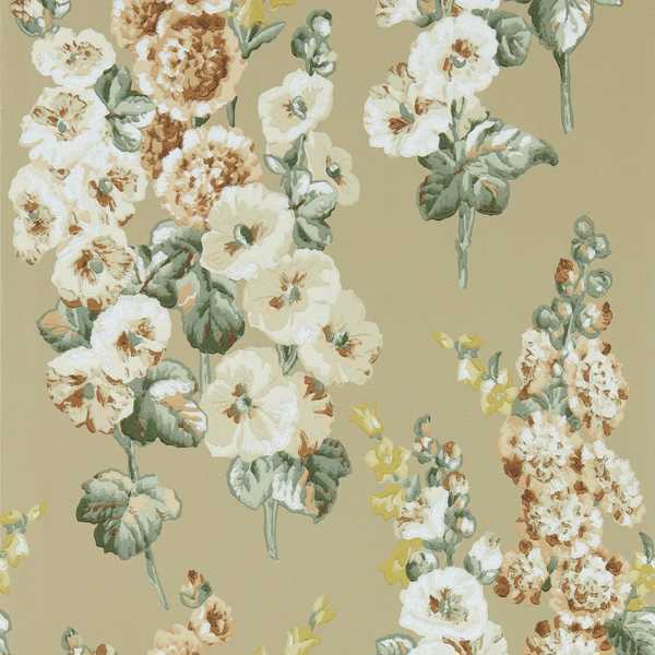 Sanderson Tapet Hollyhocks Gold Metallic/Tan