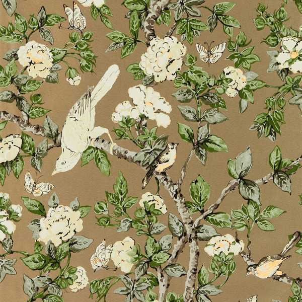 Sanderson Behang Caverley Gold Metallic/Gardenia Green