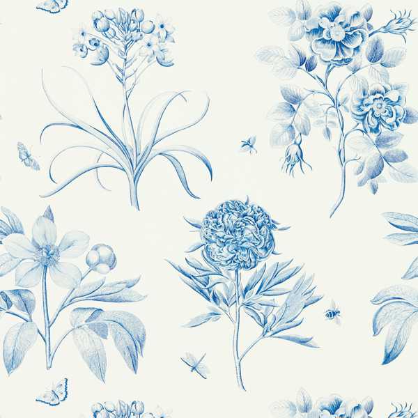 Sanderson Etchings & Roses China Blue -tapetti
