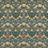 Morris and Co Stof Strawberry Thief Velvet Indigo Thyme
