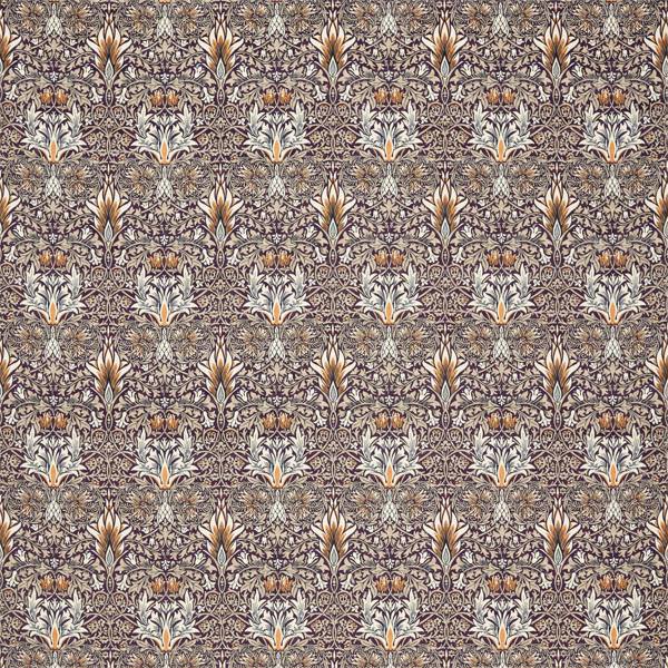Morris and Co Snakeshead Velvet Mulberry Saffron -kangas