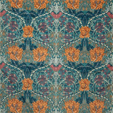 Morris and Co Tyg Honeysuckle and Tulip Velvet Woad Mulberry