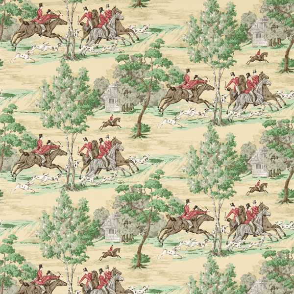 Sanderson Tapet Tally Ho Evergreen/Crimson
