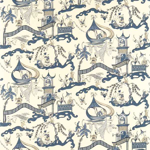 Pagoda River Indigo/Blue — Sanderson -kangasnäyte