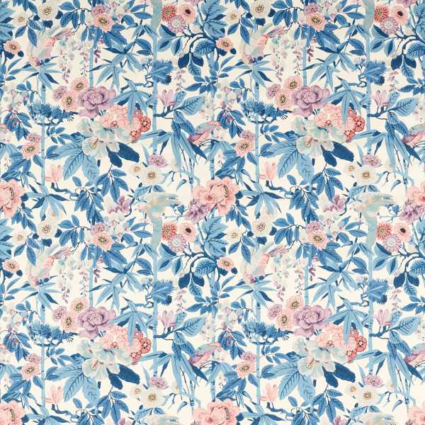 Bamboo & Bird China Blue /Lotus Pink — Sanderson -kangasnäyte