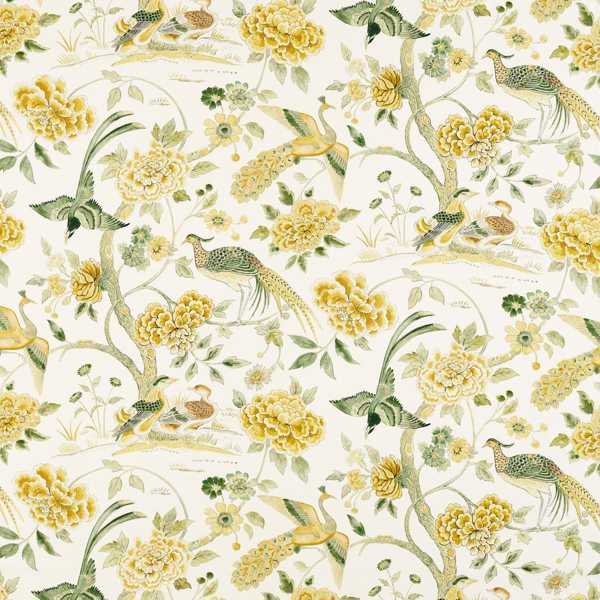 Indienne Peacock Gosling Yellow — Sanderson -kangasnäyte