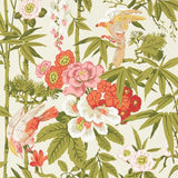 Sanderson Wallpaper Bamboo & Birds Mandarin Red/Olive