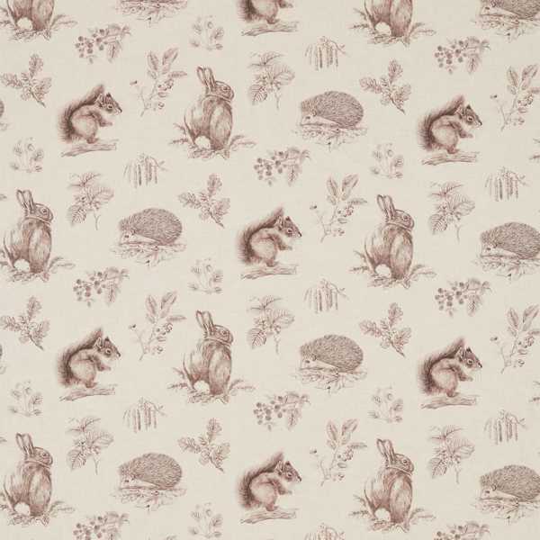 Squirrel & Hedgehog Walnut/Linen — Sanderson -kangasnäyte