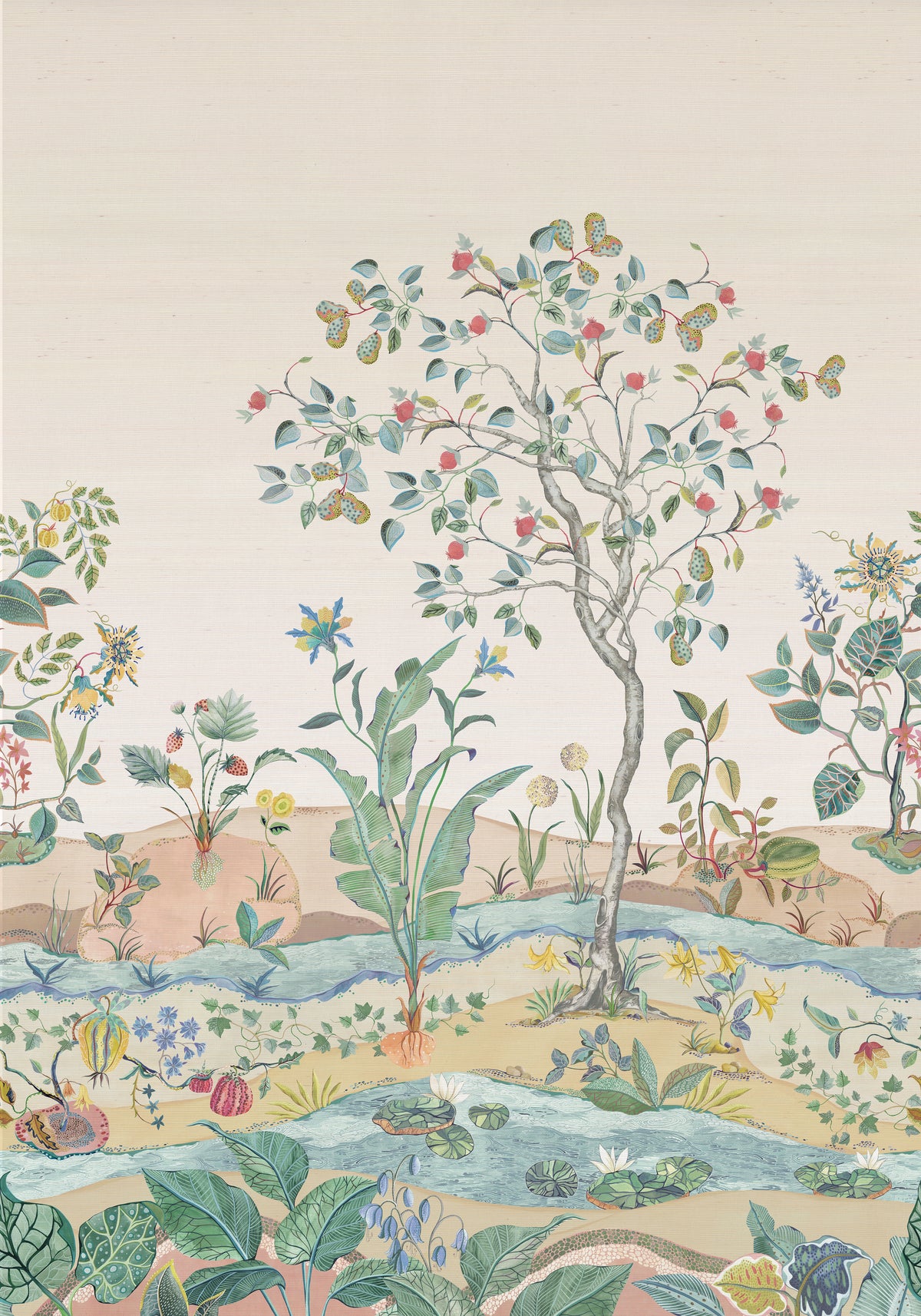 Osborne and Little Mythica Mural Grasscloth Shell -tapetti